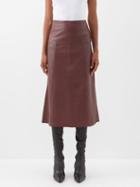 Cefinn - The Tianna Panelled Leather Midi Skirt - Womens - Burgundy
