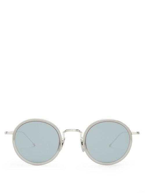 Matchesfashion.com Thom Browne - Round Frame Mirrored Sunglasses - Mens - Crystal