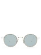 Matchesfashion.com Thom Browne - Round Frame Mirrored Sunglasses - Mens - Crystal