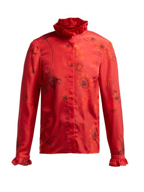Matchesfashion.com Borgo De Nor - Veronica Floral Print Crepe Blouse - Womens - Red Print