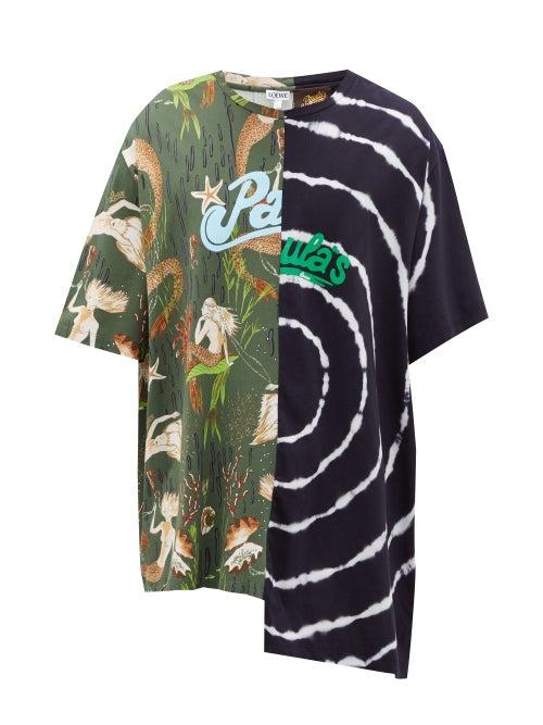 Matchesfashion.com Loewe Paula's Ibiza - Asymmetric Mermaid-print Cotton Jersey T-shirt - Mens - Multi