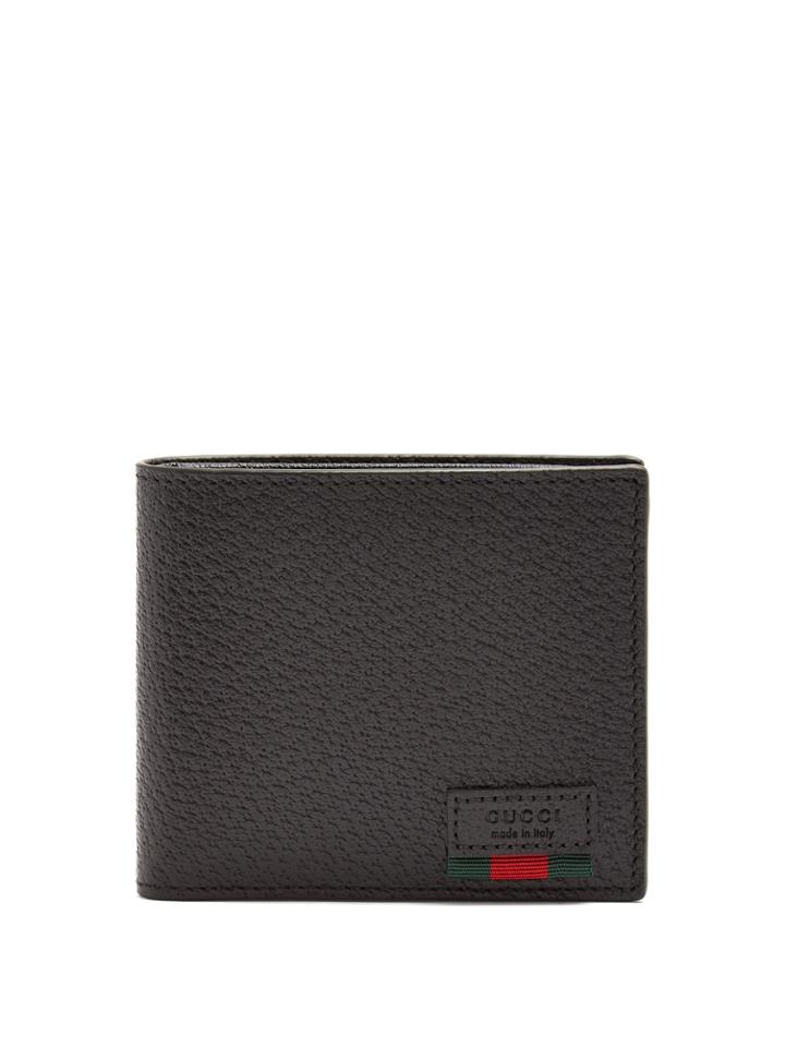 Gucci Web-trim Grained-leather Wallet