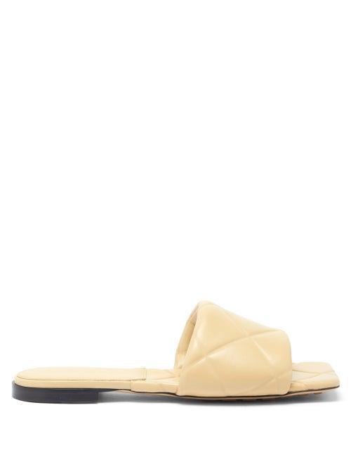Matchesfashion.com Bottega Veneta - The Lido Intrecciato-debossed Leather Slides - Womens - Beige
