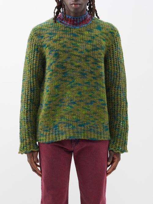 Namacheko - Orou High-neck Merino Sweater - Mens - Green Blue