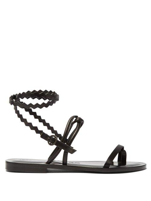 Matchesfashion.com Lvaro - Anna Zigzag Strap Leather Sandals - Womens - Black