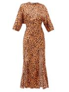Matchesfashion.com The Attico - Side-slit Leopard-print Satin Dress - Womens - Animal
