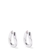 Balenciaga - Logo-engraved Hoop Earrings - Womens - Silver