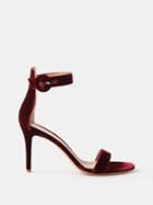 Gianvito Rossi - Portofino 85 Velvet Sandals - Womens - Red