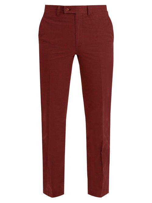 Matchesfashion.com Brioni - Slim Fit Cotton Chino Trousers - Mens - Burgundy