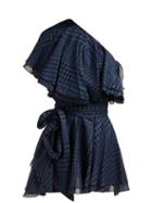 Matchesfashion.com Alexandre Vauthier - Houndstooth One Shoulder Cotton Mini Dress - Womens - Navy Multi