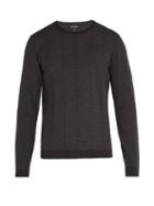 Matchesfashion.com Giorgio Armani - Herringbone Knit Wool Blend Sweater - Mens - Dark Grey