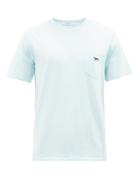 Maison Kitsun - Fox-patch Cotton-jersey T-shirt - Mens - Light Blue