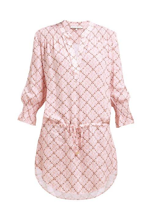 Matchesfashion.com Heidi Klein - Tybee Island Printed Poplin Tunic Dress - Womens - Pink