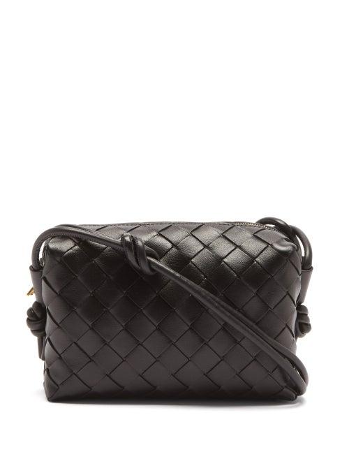 Bottega Veneta - Loop Mini Intrecciato-leather Cross-body Bag - Womens - Black