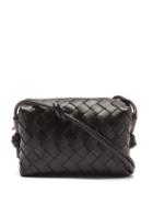 Bottega Veneta - Loop Mini Intrecciato-leather Cross-body Bag - Womens - Black