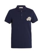 Matchesfashion.com Moncler - Logo Appliqu Cotton Piqu Polo Shirt - Mens - Navy