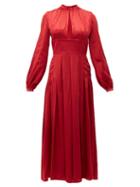 Matchesfashion.com Raquel Diniz - Alma Pleated Silk Satin Dress - Womens - Red