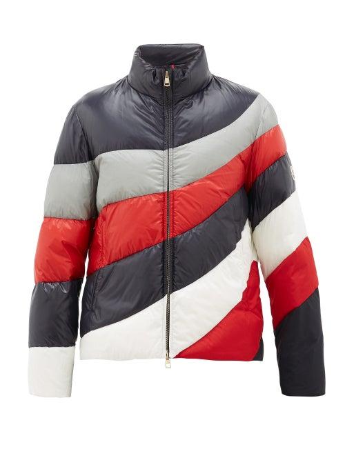 Matchesfashion.com Moncler - Argentiere Wave-stripe Quilted-down Jacket - Mens - Navy Multi