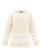 Matchesfashion.com Joseph - Oversized Crochet-panel Wool-blend Sweater - Womens - Cream Multi
