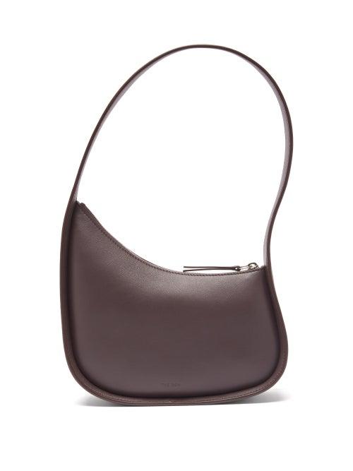 The Row - Half Moon Small Leather Shoulder Bag - Womens - Dark Brown