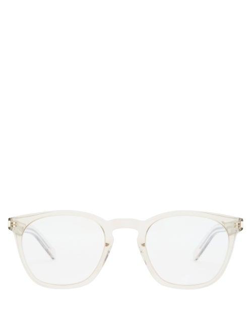 Matchesfashion.com Saint Laurent - Rounded-square Acetate Glasses - Mens - Clear