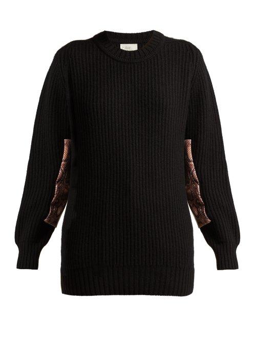 Matchesfashion.com Hillier Bartley - Contrast Panel Cashmere Sweater - Womens - Black Pink