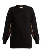 Matchesfashion.com Hillier Bartley - Contrast Panel Cashmere Sweater - Womens - Black Pink