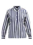 A.p.c. - Henriet Striped Cotton-poplin Popover Shirt - Womens - Navy