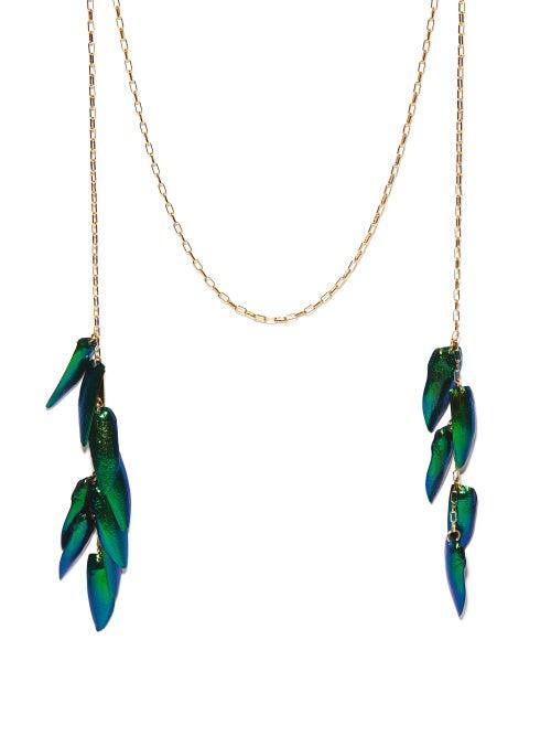Matchesfashion.com Isabel Marant - Wild Fly Iridescent-coated Beetle Wing Necklace - Womens - Green Multi