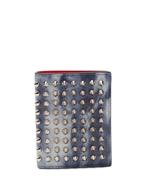 Matchesfashion.com Christian Louboutin - Spiked Denim-effect Leather Wallet - Mens - Silver Multi