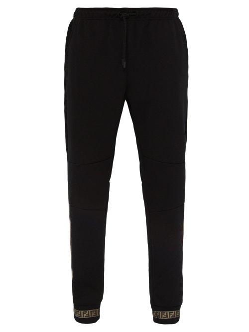 Matchesfashion.com Fendi - Ff Taped Cotton Blend Jersey Track Pants - Mens - Black Multi