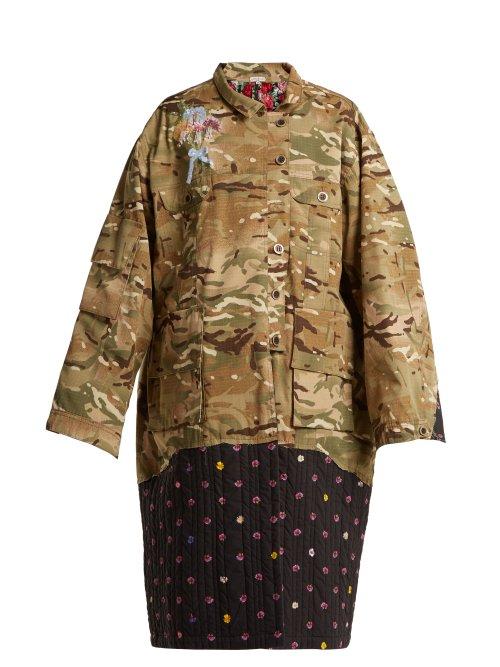 Matchesfashion.com Natasha Zinko - Contrast Panel Camouflage Print Jacket - Womens - Green Multi