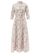 Evi Grintela - Carine Floral-print Cotton-poplin Shirt Dress - Womens - Pink Floral