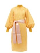 Matchesfashion.com My Beachy Side - Waist-tie Broderie-anglaise Cotton Dress - Womens - Yellow