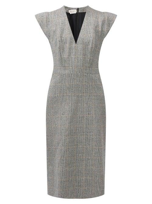 Matchesfashion.com Alexander Mcqueen - Prince Of Wales-check Pencil Dress - Womens - Grey Multi