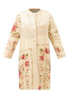 By Walid - Tanita Floral-embroidered Vintage Silk Coat - Womens - Cream