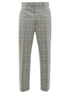 Matchesfashion.com Alexander Mcqueen - Tailored Checked Wool Slim Leg Trousers - Mens - Grey Multi