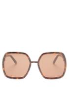 Matchesfashion.com Gucci - Horsebit Oversized Hexagon Acetate Sunglasses - Womens - Tortoiseshell