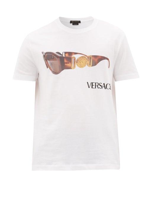 Matchesfashion.com Versace - Vintage-sunglasses And Logo-print Cotton T-shirt - Mens - White
