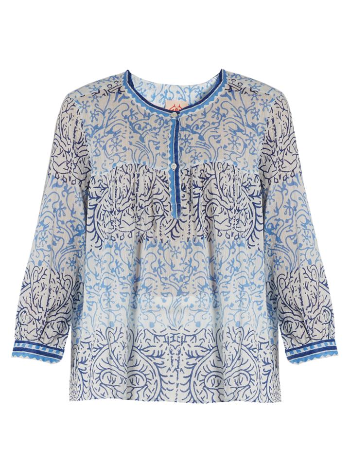 Le Sirenuse, Positano Peter Pan Arabesque-print Cotton Top