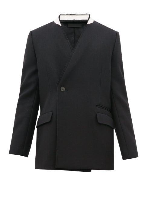 Matchesfashion.com Haider Ackermann - Raw Edged Wool Herringbone Jacket - Mens - Black Multi