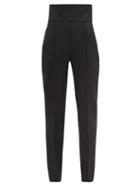 Matchesfashion.com Alexandre Vauthier - High-rise Grain-de-poudre Wool Tailored Trousers - Womens - Black