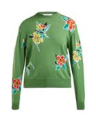 Matchesfashion.com Toga - Floral Intarsia Wool Sweater - Womens - Green
