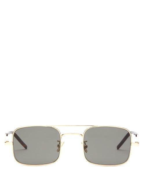 Matchesfashion.com Saint Laurent - Square Metal Sunglasses - Mens - Gold
