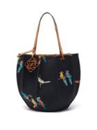 Matchesfashion.com Loewe Paula's Ibiza - Shell Parrot-print Canvas Tote Bag - Womens - Black Multi