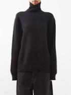 Raey - Roll-neck Ribbed Cotton And Cashmere Blend Sweater - Womens - Black