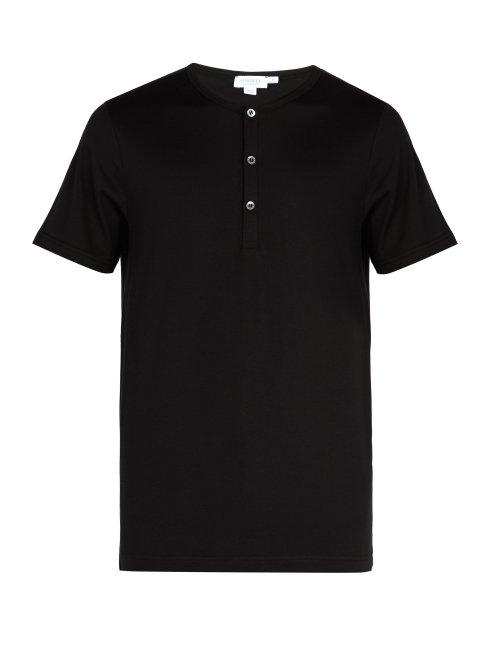 Matchesfashion.com Sunspel - Cotton Jersey Henley T Shirt - Mens - Black