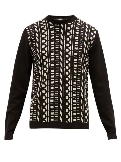 Matchesfashion.com Fendi - Crew-neck Cotton Sweater - Mens - Black White