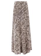 Raey - Grunge Print Silk Maxi Skirt - Womens - Grey Multi