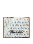 Matchesfashion.com Connolly - Leather Trimmed Printed Canvas Pouch - Womens - Blue Multi
